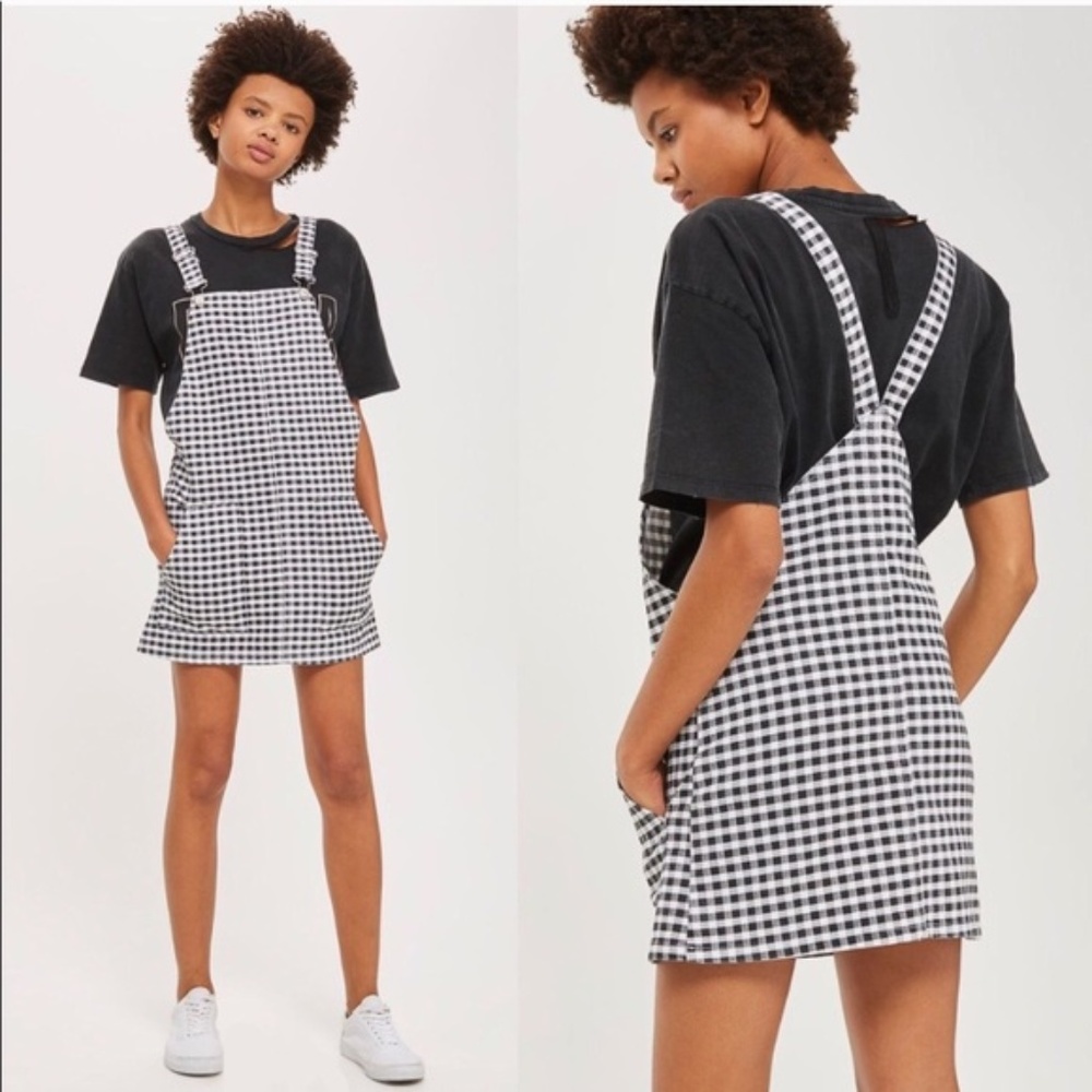 Topshop Gingham Overall Dress